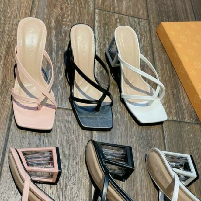 Guốc Cao gót 5 phân quai da xỏ ngón/ sandal