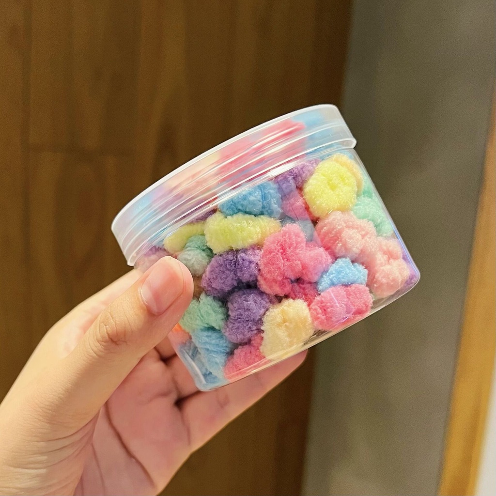 Hộp 100 Thun Cột Tóc Dây Cột Tóc Hình Hoa Xinh Xắn Cho Bé