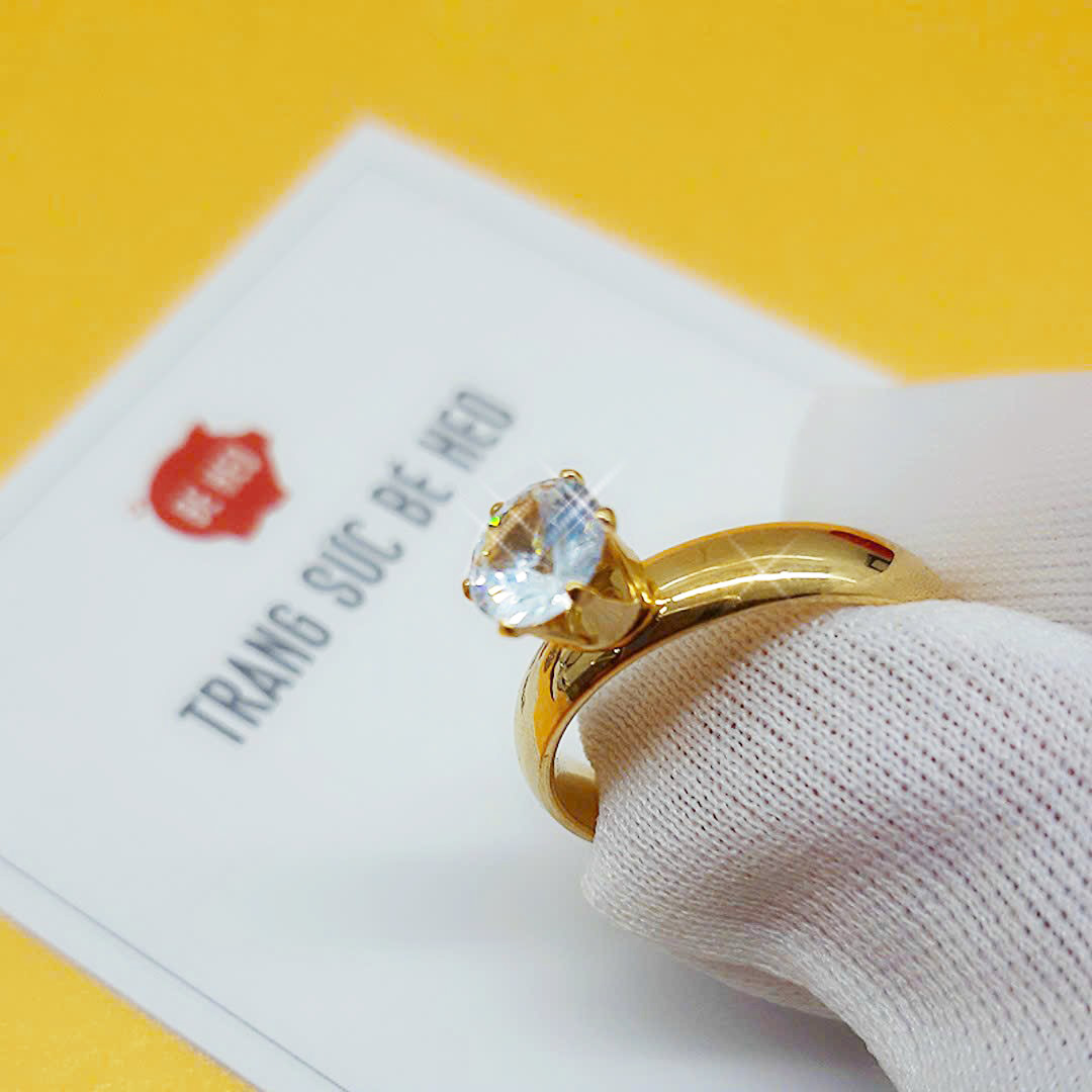 Nhẫn titan nạm đá thời trang không gỉ Trang sức Bé Heo BHN152