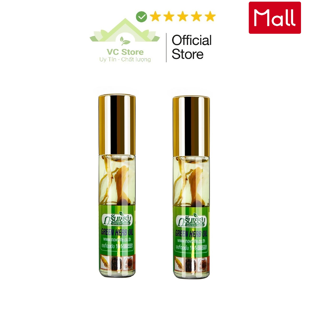 Bộ 2 Chai Dầu Gió Lăn Thảo Dược Thái Lan Green Herb - Mẫu mới