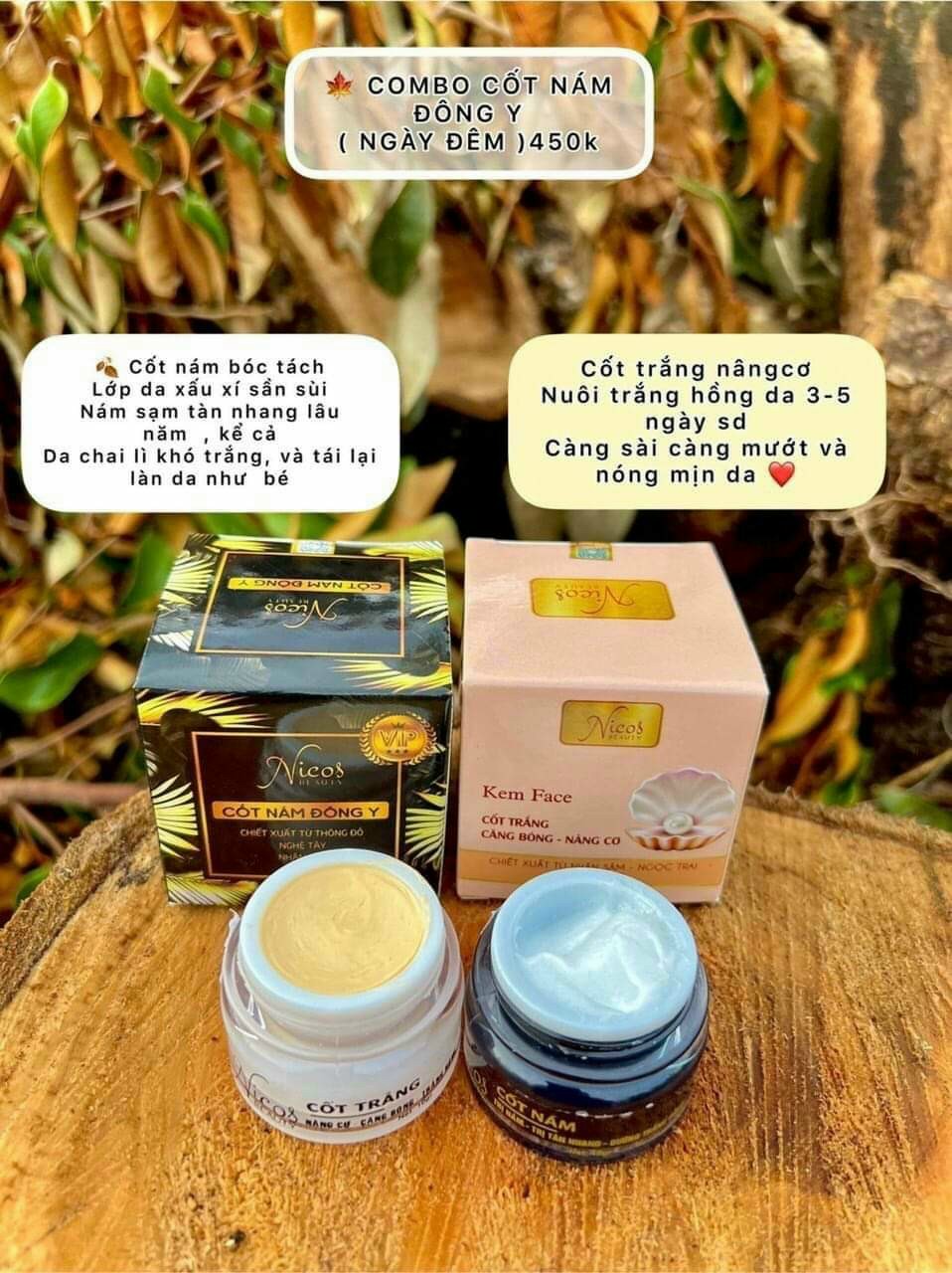 Kem cốt nám Đông y Nicos + Cốt trắng nâng cơ Thanh Nhi - Mẫu mới 15gr - Chính hãng