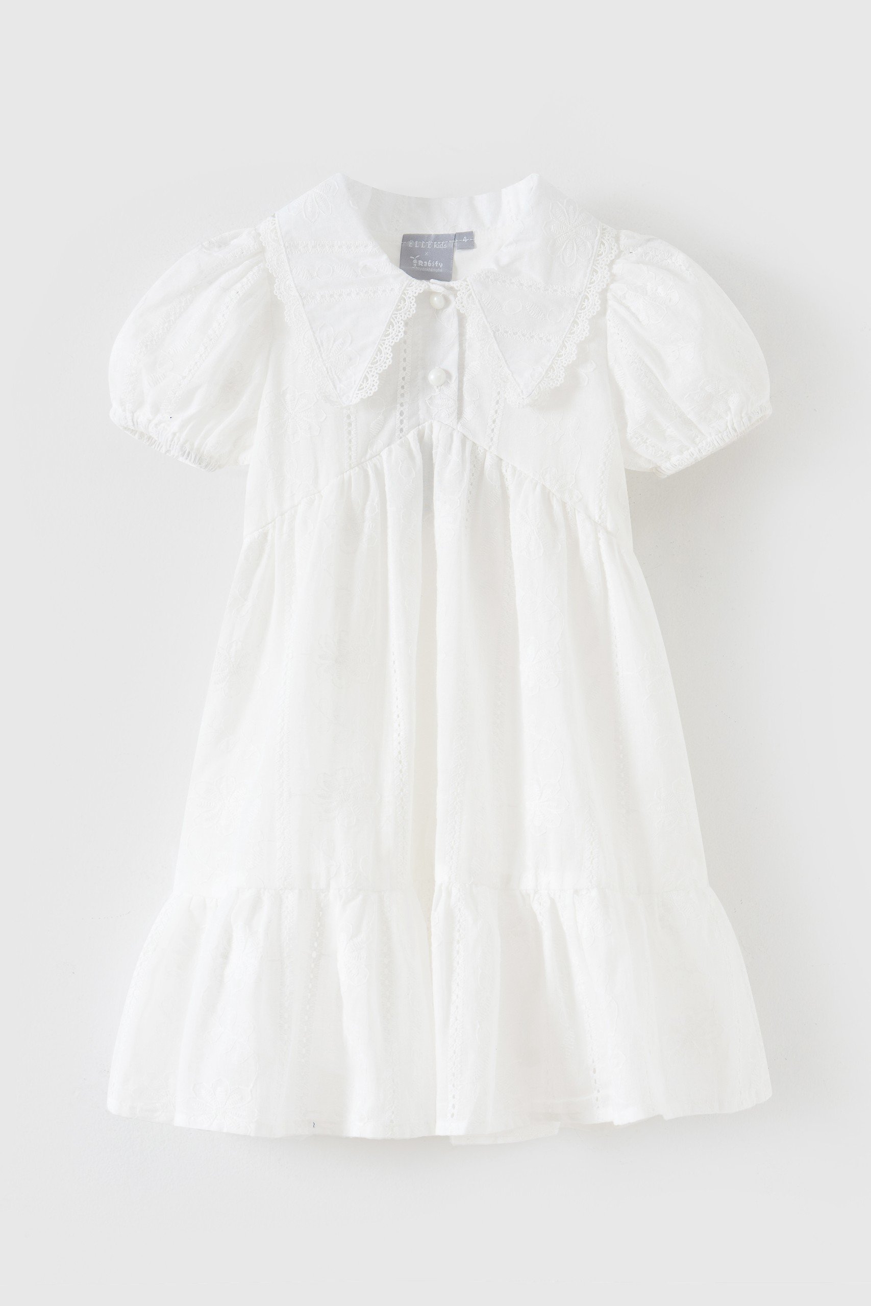 Váy đuôi cá cổ sen ngắn tay bé gái Rabity đầm váy chất cotton thô bé gái 83039