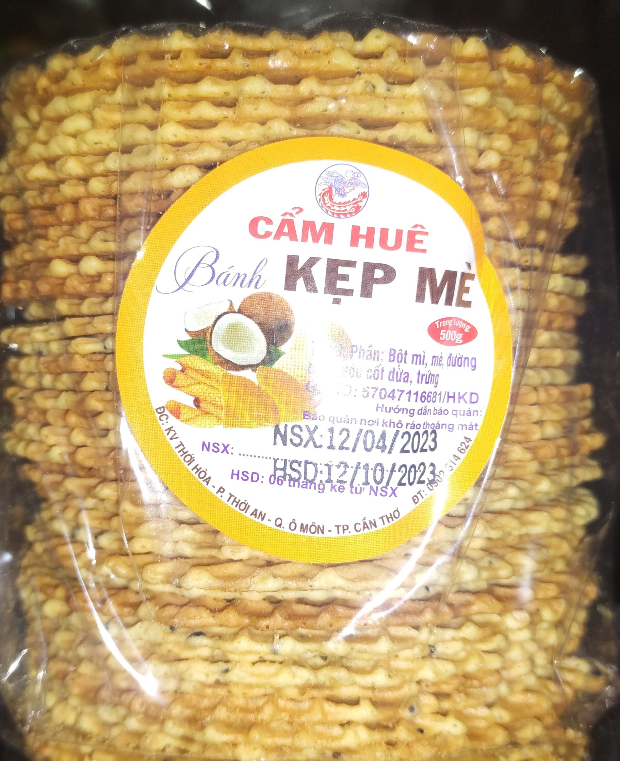 Bánh Kẹp Mè Cẩm Huê 500g (Shạp Bánh Hoàng Yến)