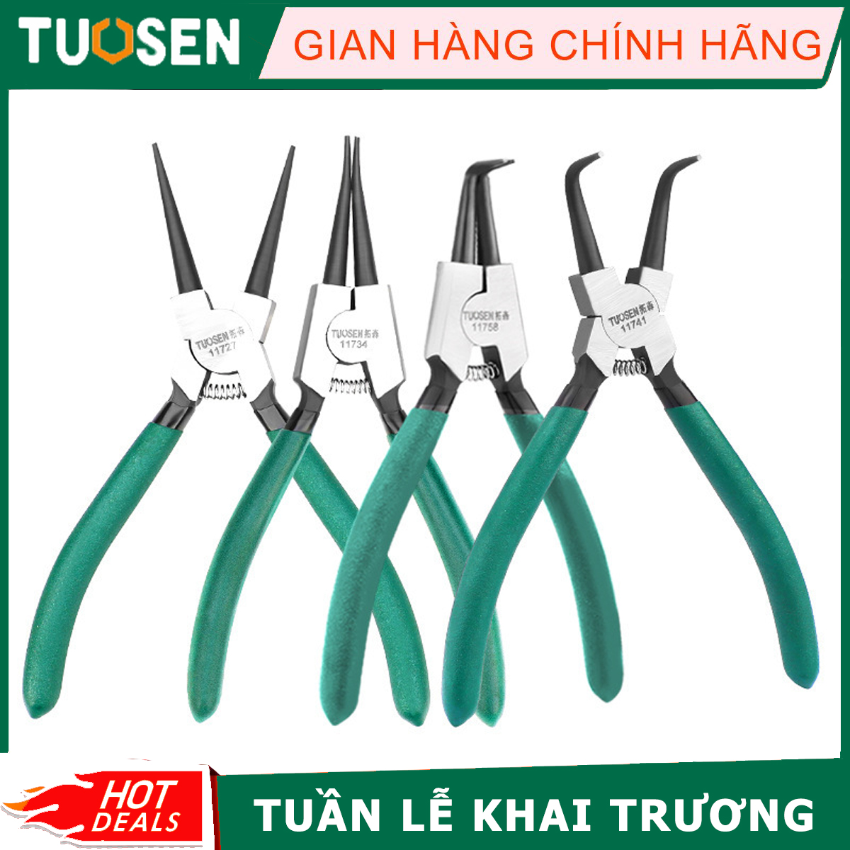 Kìm mở phe trong, phe ngoài, Mũi cong, mũi thẳng, mũi đôi, mũi đơn (kìm phanh) kích cỡ 9inch - TUOSEN (1 chiếc theo mã)