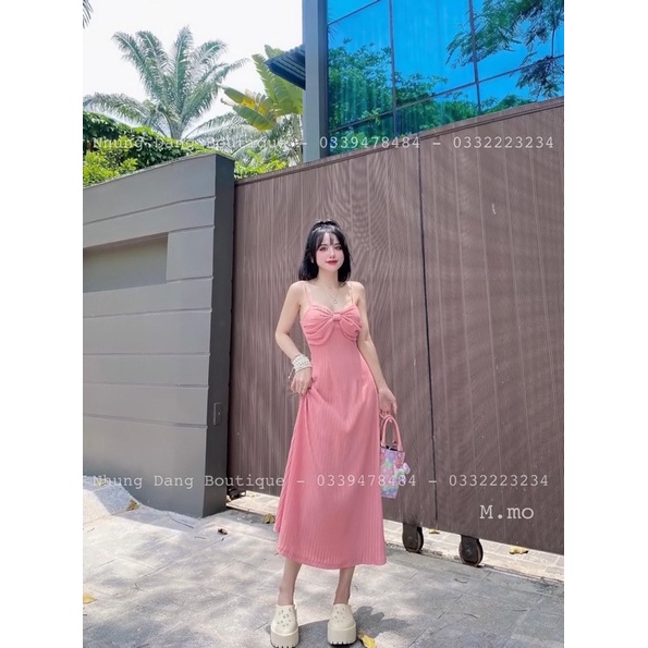 Đầm gân nơ to xoè