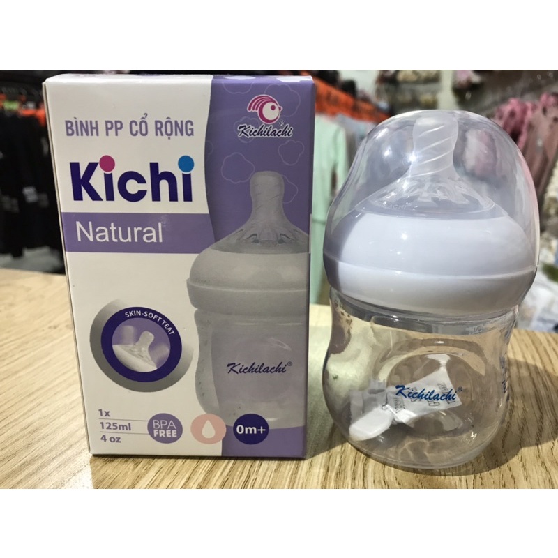 Bình sữa cổ rộng Kichi 125ml cho bé cưng