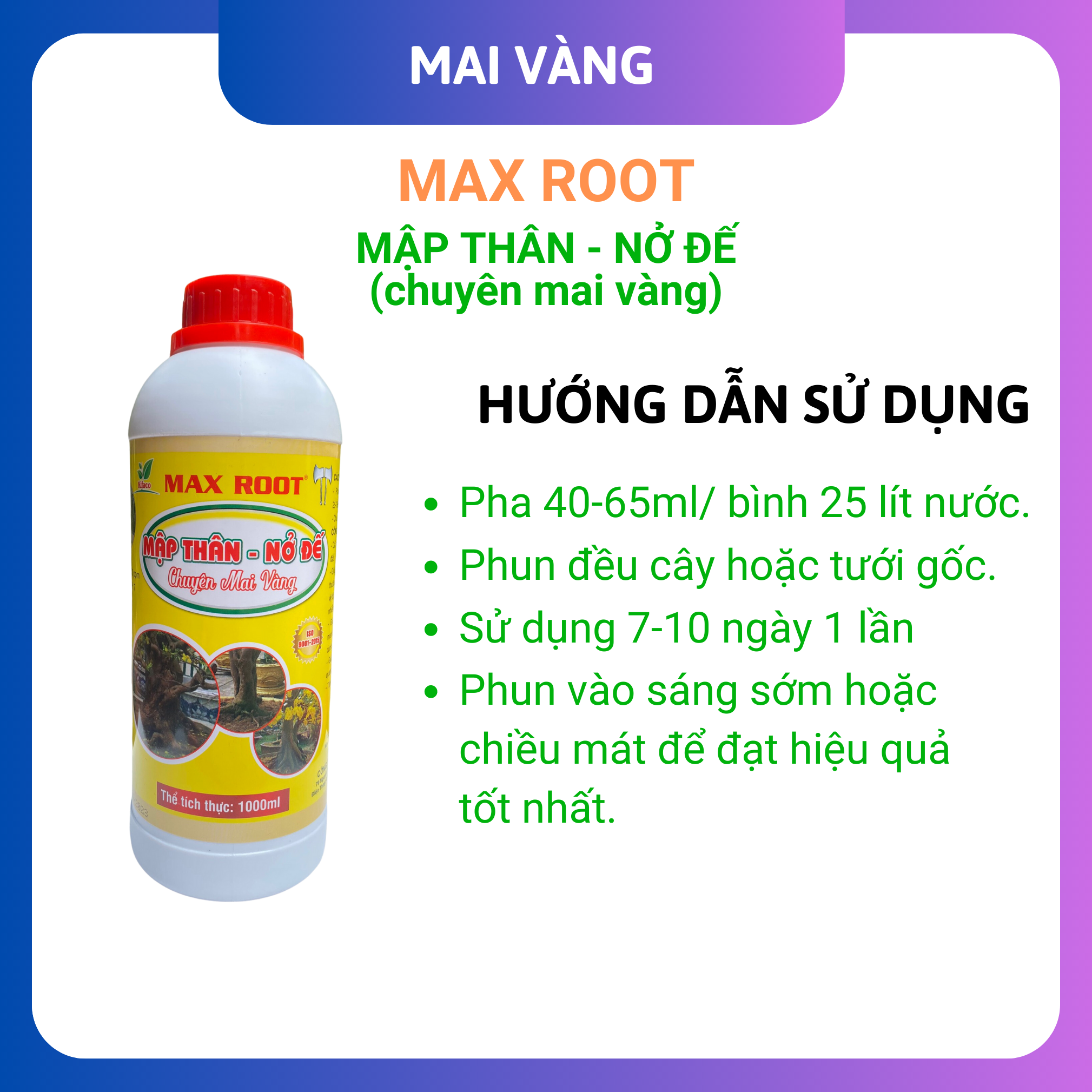 Phân bón mai vàng, mập thân nở đế chai 1 lít