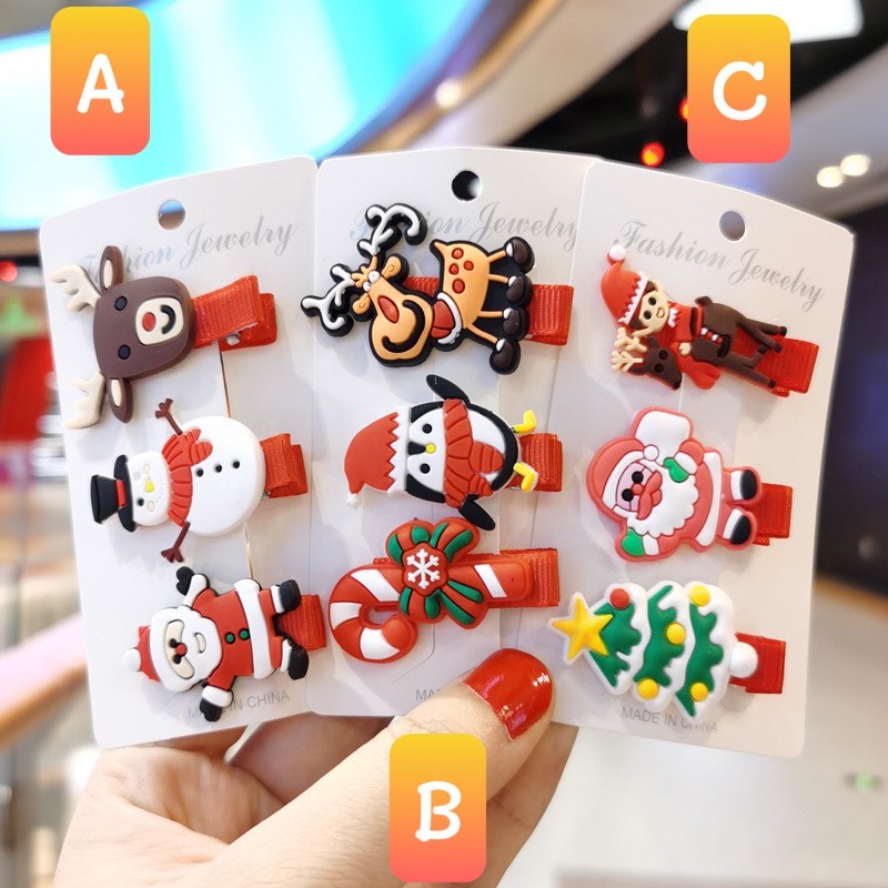 SET 3 KẸP TÓC NOEL GIÁNG SINH CHO BÉ SIÊU XINH