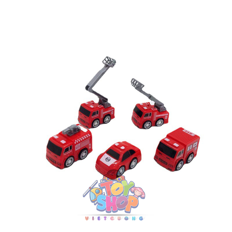 Combo 5 Chiếc Xe Đồ Chơi Xe Cứu Hỏa Mini Động Cơ Dây Cót