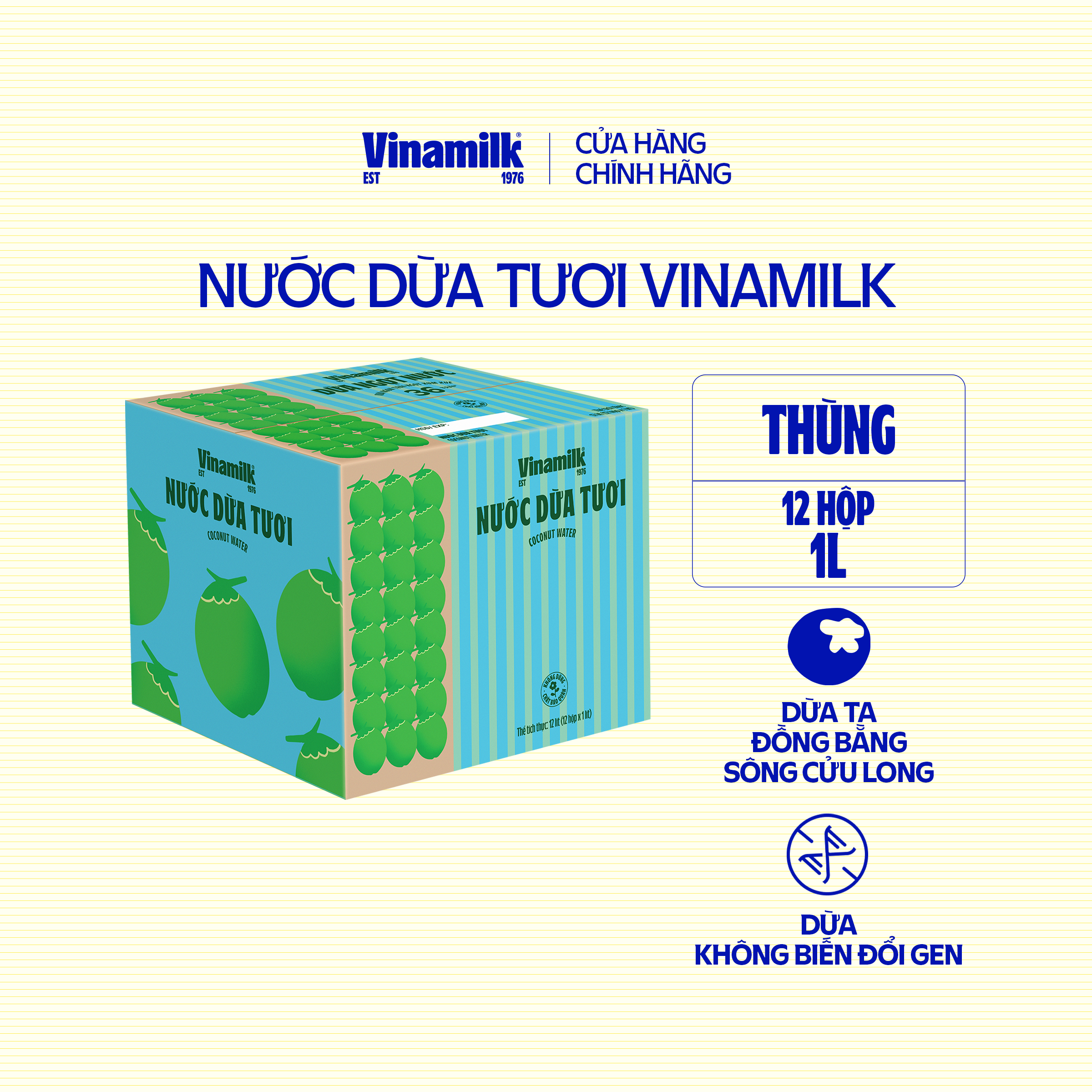 Thùng 12 hộp Nước dừa tươi Vinamilk 1L
