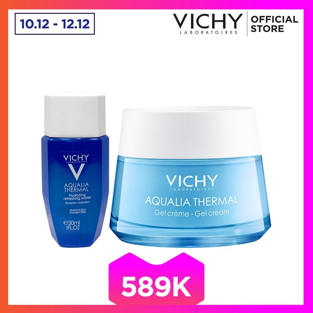 Bộ sản phẩm dưỡng ẩm giúp da dịu mát cho da dầu, da hỗn hợp Vichy Aqualia Thermal Gel Cream 50ml