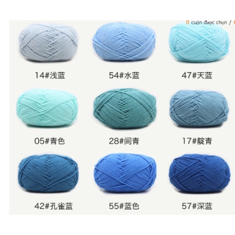 LEN MILK COTTON 50GR Bảng 1