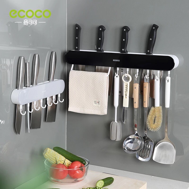 (Ecoco) Kệ cắm dao Ecoco có ngăn thìa đũa và móc treo