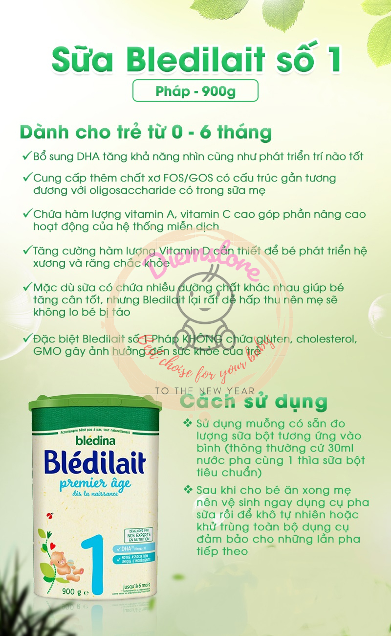 Sữa bột Bledilait số 1-2-3-4 hộp 900gr