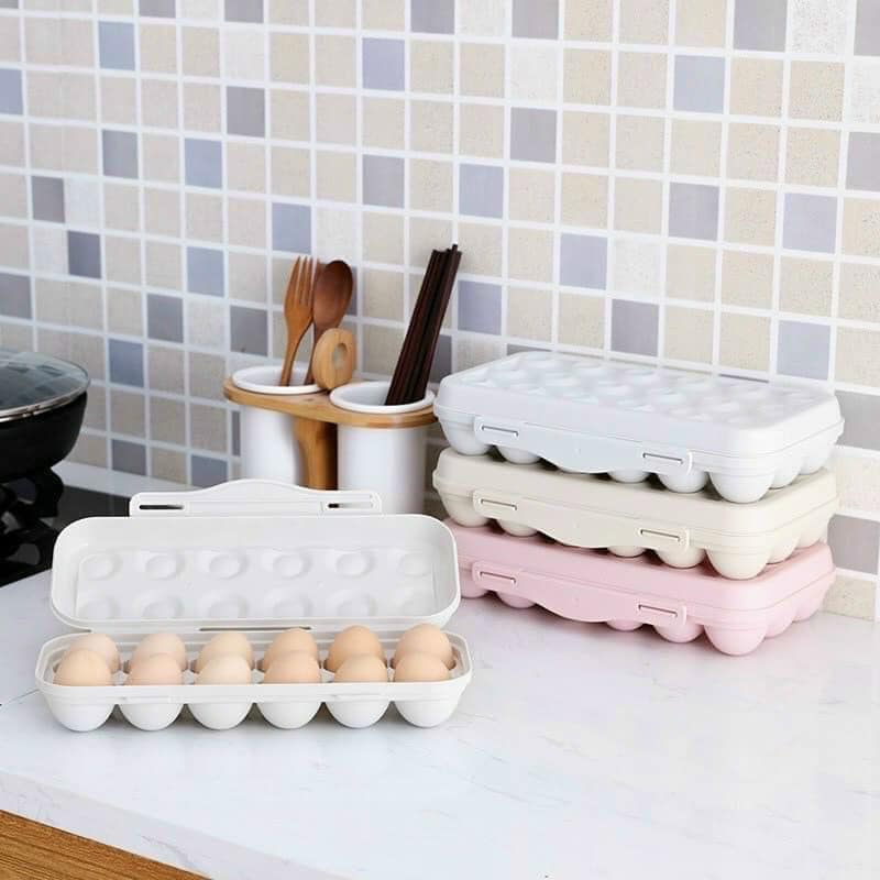 Khay đựng trứng thông minh 12 ô - hộp trứng mini tiện ích có nắp