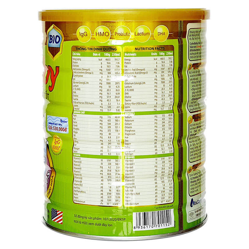Sữa Colosbaby BIO số 1 800G (1-2 tuổi)