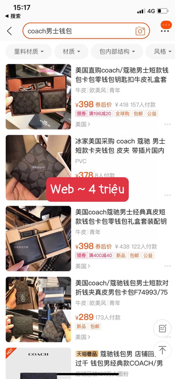 [TQXK] SET VÍ-THẮT LƯNG NAM C0.A.CH FULLBOX
