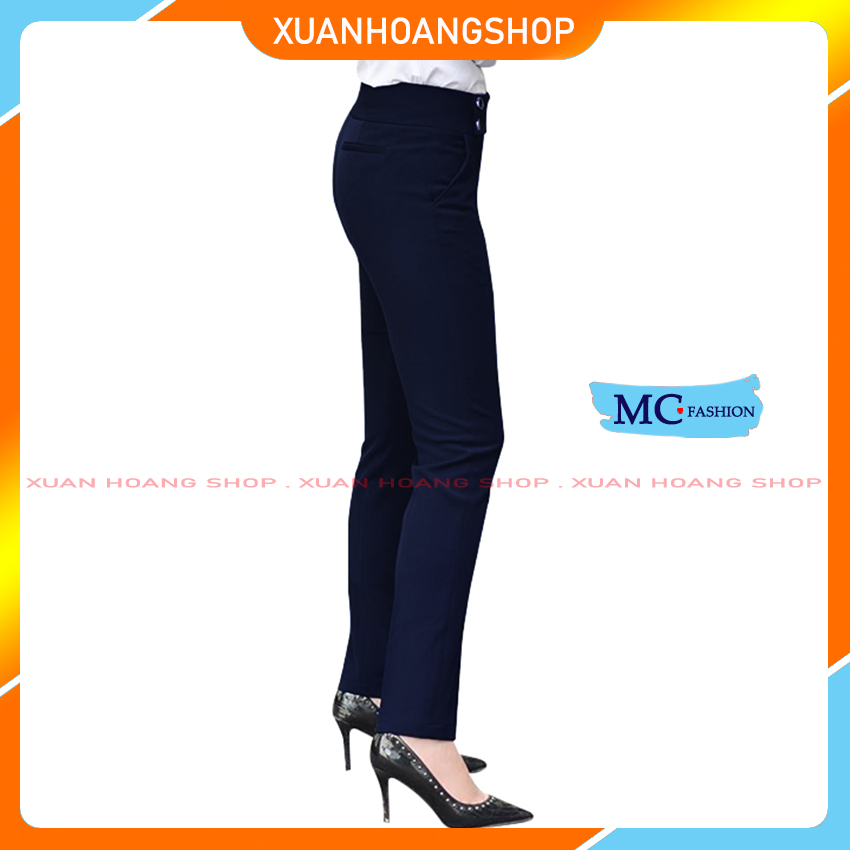 Quần Tây Nữ Công Sở Mc Fashion, Ống Đứng, Lưng Cao, Kiểu Âu Phục Có 2 Màu ( Xanh Tím Than Q0285, Đen )