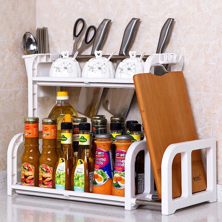 Kệ gia vị nhà bếp 2 tầng , kệ bếp cao cấp - kệ mỹ phẩm siêu tốt -kệ gia vị nhà bếp chữ h nhựa bền đẹp