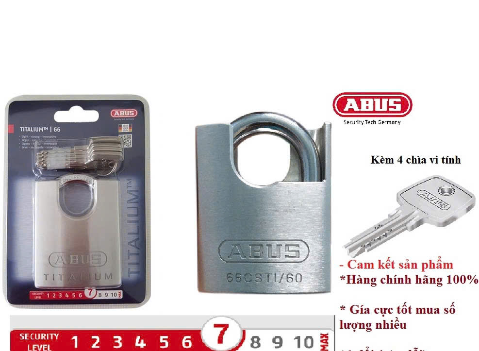 [HCM]ABUS 66CSTI/60 KHOÁ BẤM CHỐNG CẮT ABUS TITALIUM 66CSTI_60MM 4 CHÌA VI TÍNH CAO CẤP AN TOÀN