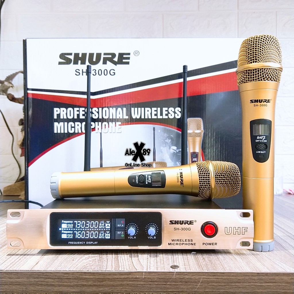 Micro không dây, bộ mic hát karaoke, micro không dây shure sh-300g, gồm bộ 2 mic và hộp thu phát tín hiệu, thiết kế nhỏ gọn, chuyên nghiệp, bảo hành uy tín 1 đổi 1.