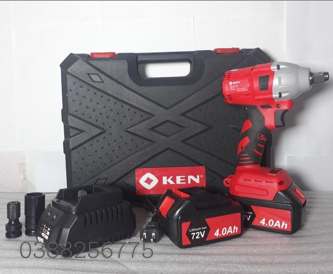 MÁY SIẾT BULONG KEN  KHÔNG THAN 72V (kèm 2pin.tặng đầu chuyển bulong sang bắt vít)