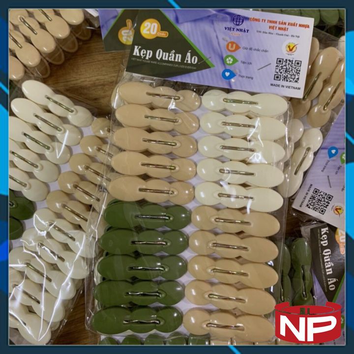 [ ĐẸP ĐẸP] Vỉ  Kẹp quần áo củ lạc Việt Nhật vỉ 20 chiếc