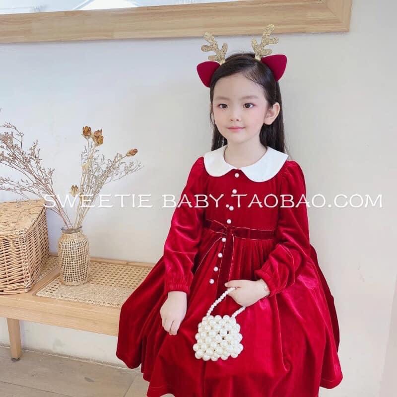 Váy nhung đỏ diện noel cho bé gái