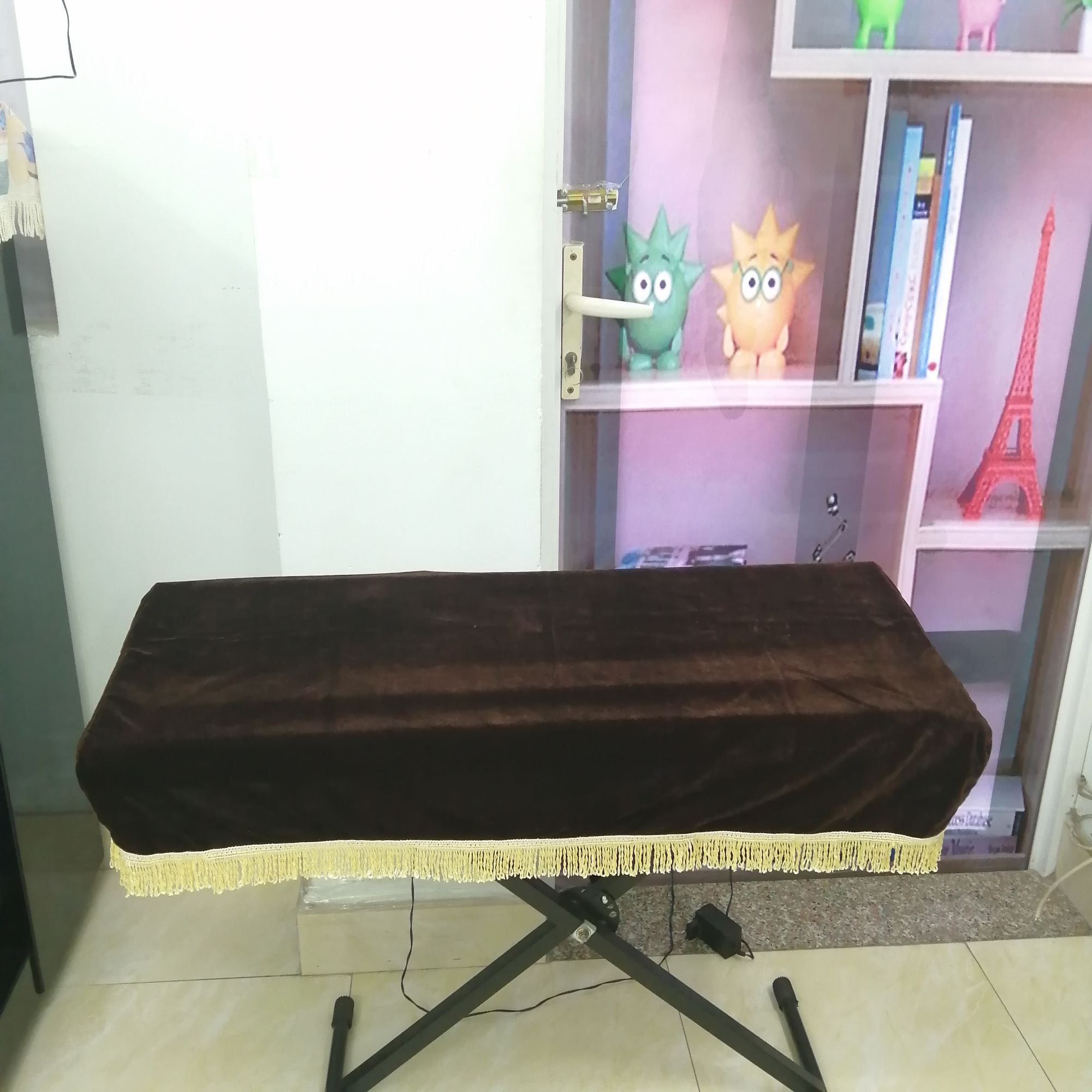 Khăn phủ đàn organ e363 nhung màu nâu chất lượng cao