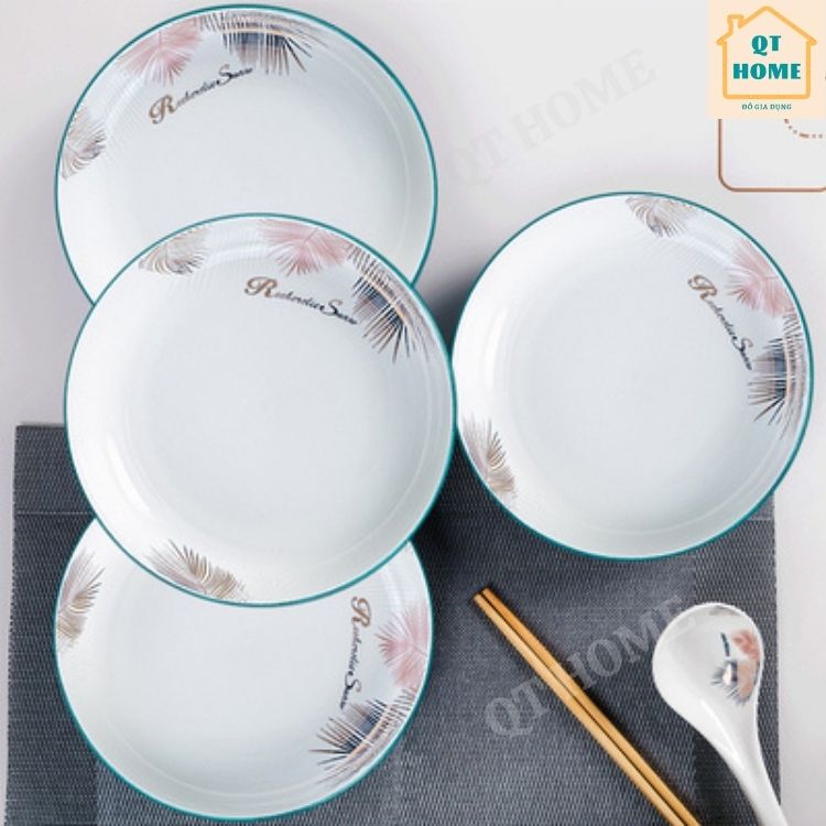 [HCM]Đĩa Sứ Sâu Lòng Dĩa Sứ Màu Xanh Cổ Vịt