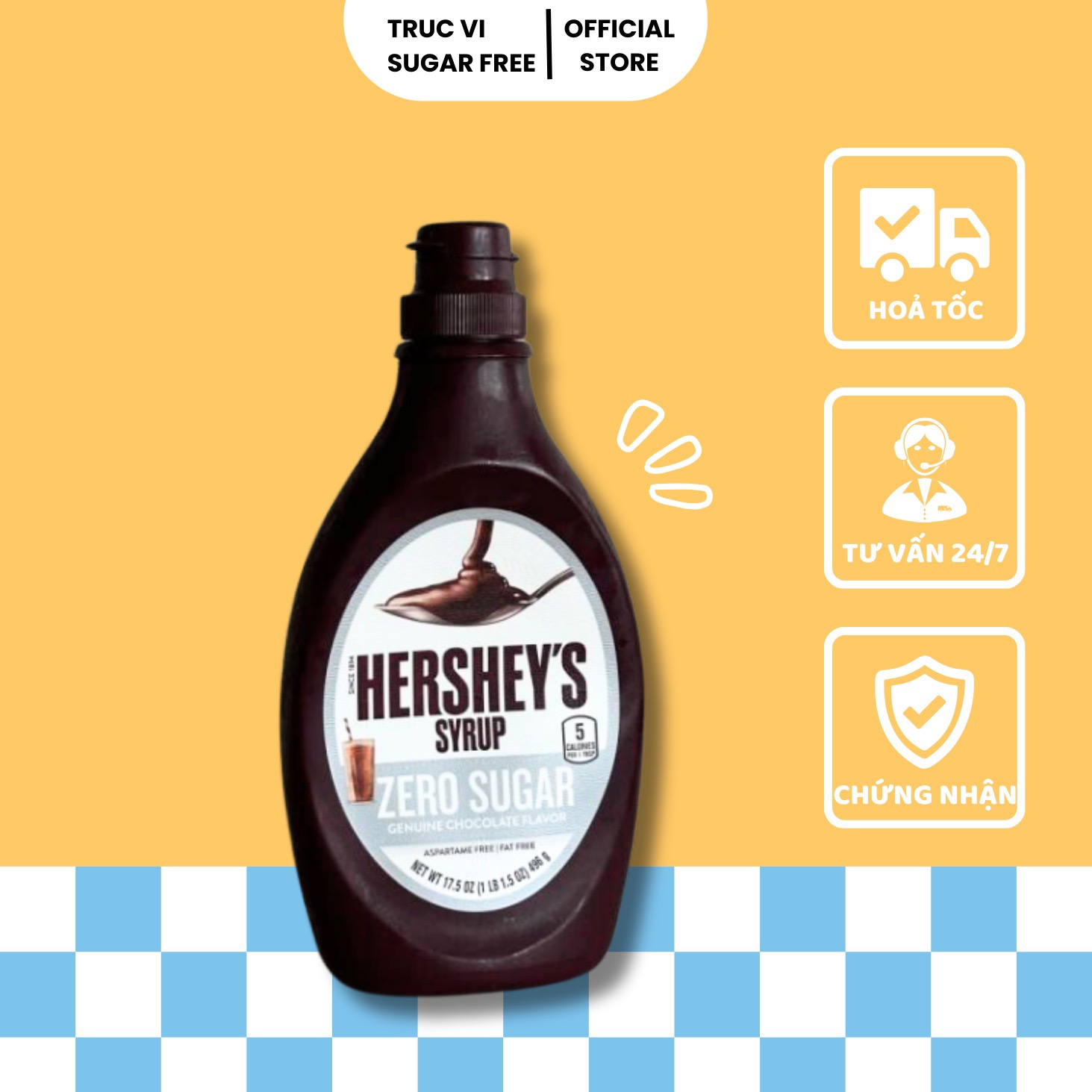 [Siro không đường] Syrup chocolate Hershey's không đường( eat clean, gymer, tiểu đường, keto)