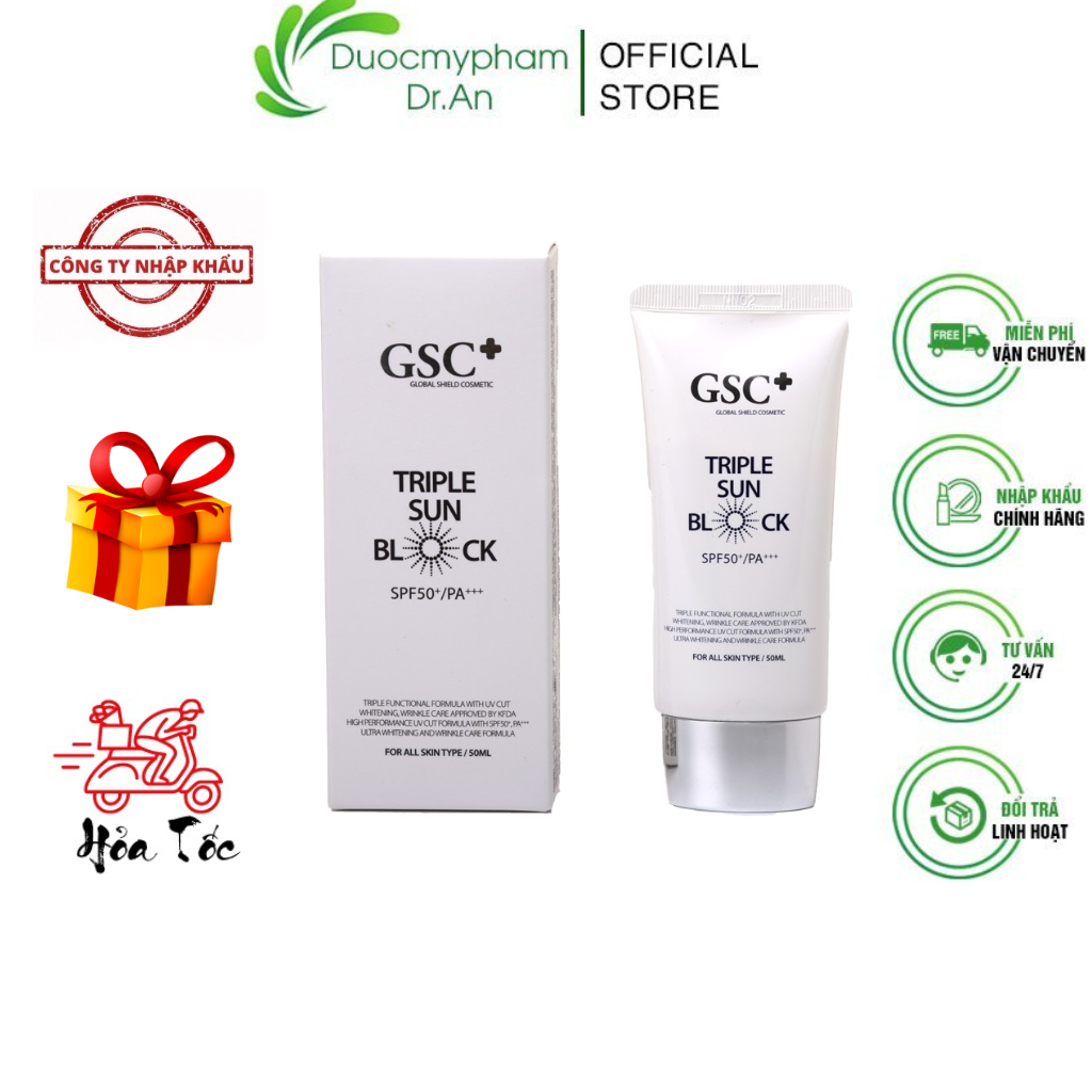 Imports-physical sunscreens GSC triple sun block 50ml lifting tone White mild skin for dry skin sensitive acne oil-duocmyphamdran