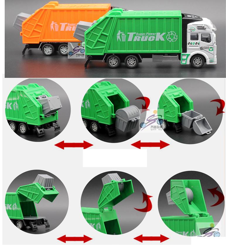 Xe ô tô chở rác mini đồ chơi trẻ em mô hình tỉ lệ 1:48 /1:38 bằng hợp kim và nhựa