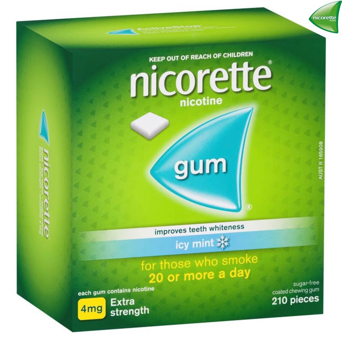 Kẹo gum cai T.H.U.Ố.C lá Nicorette Hàng Úc 4mg Vị Bạc Hà 210 VIÊN