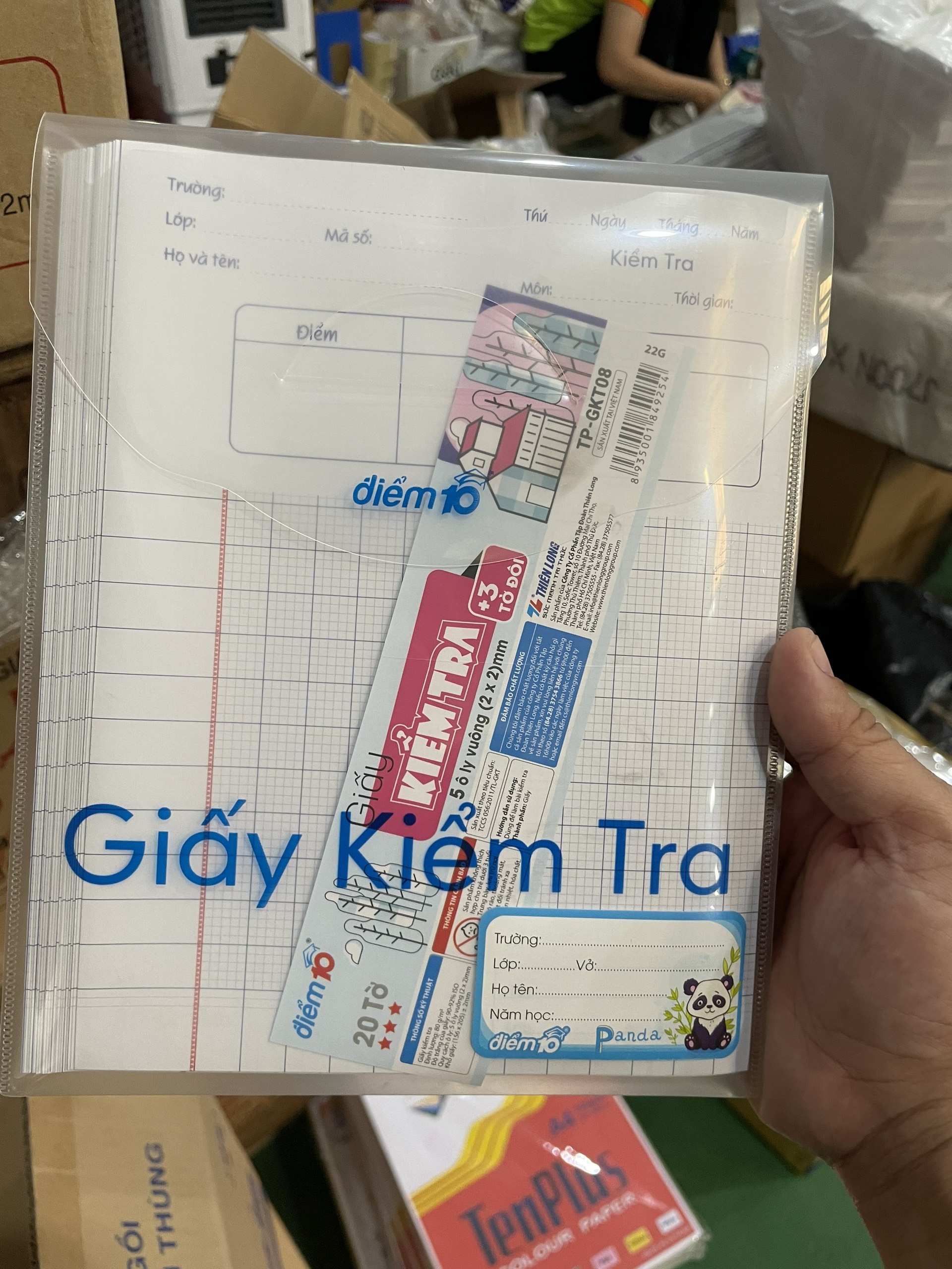 Giấy kiểm tra thiên long tp-gkt08 5 ôly vuông 2x2mm