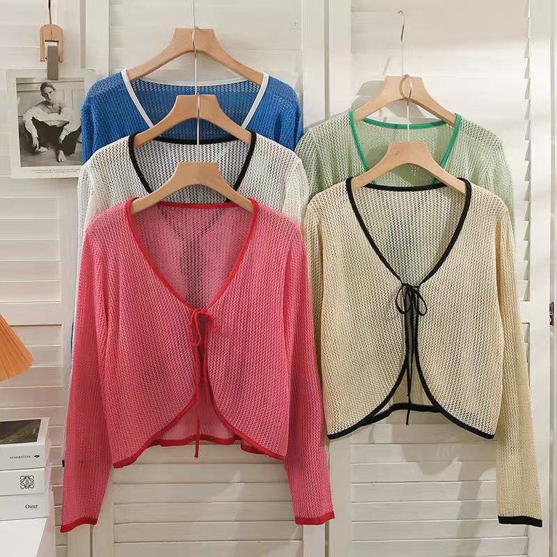Áo Khoác Len Lưới Dây Buộc Cực Xinh