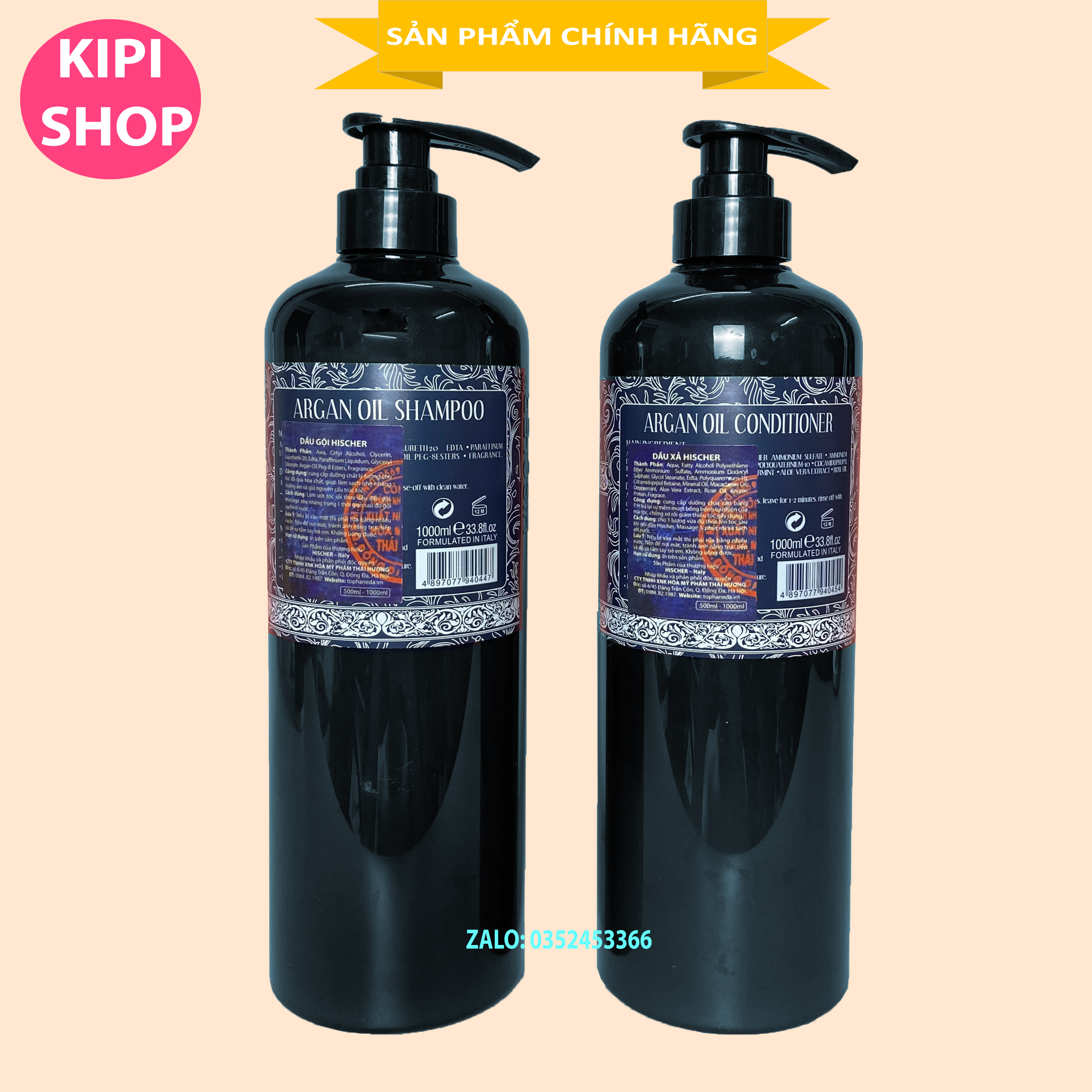 [Hàng chuẩn] Combo bộ dầu gội xả  HISCHER 1000mlx2 kích thích mọc tóc