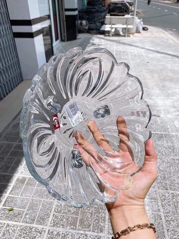 ĐĨA TRÁI CÂY THỦY TINH 3 CHÂN