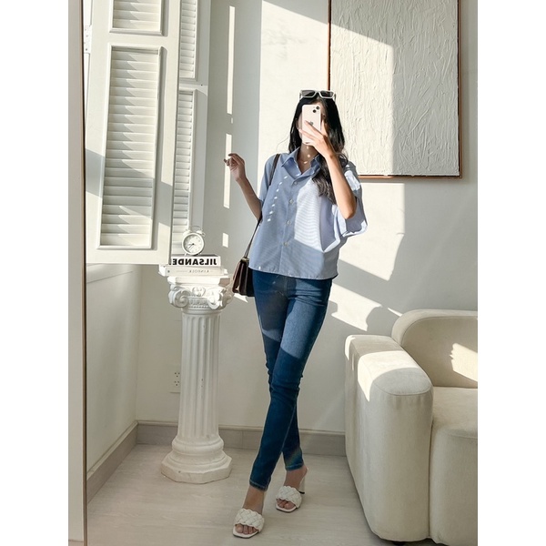 Áo sơmi basic cánh dơi 1 túi chất vải đẹp MIEU - JA12