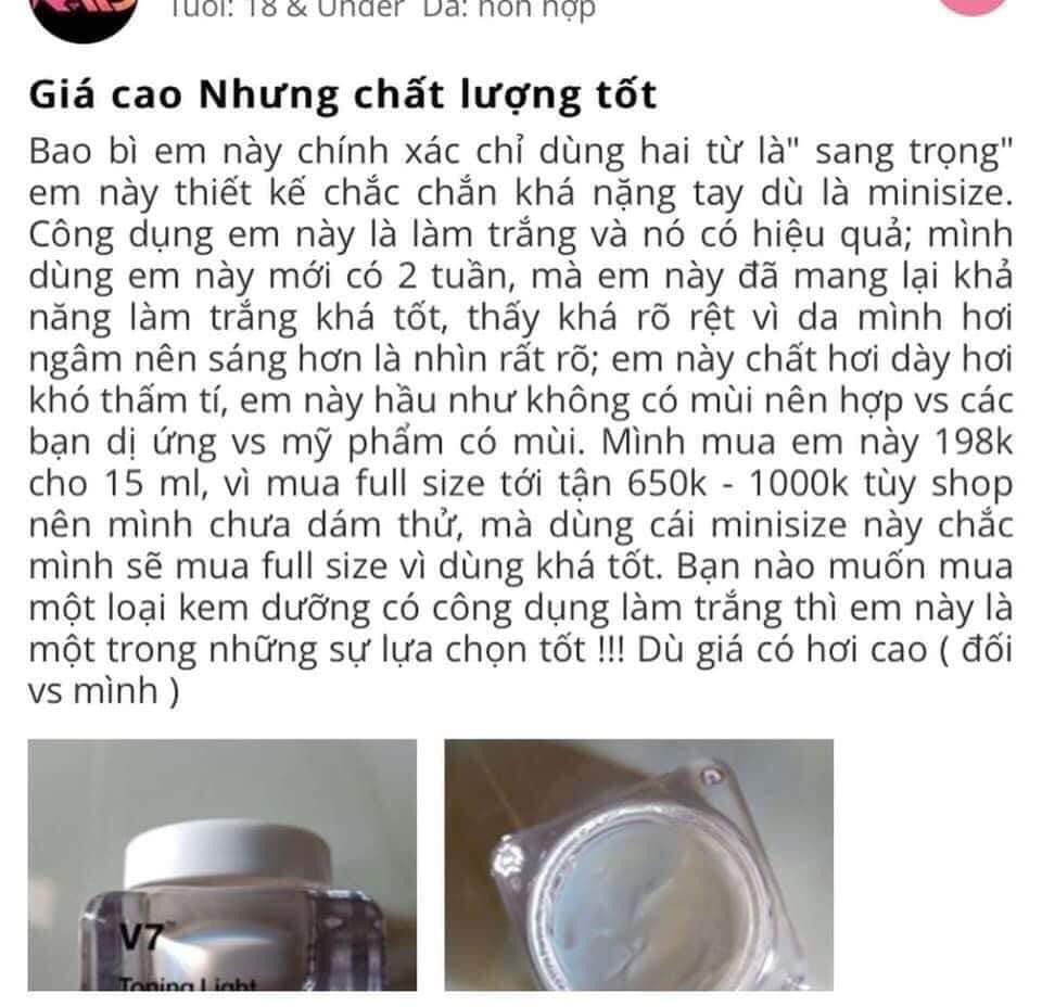 Kem dưỡng trắng V7 TONING LIGHT AUTH  50ml (MẪU MỚI 2019)- Happy House