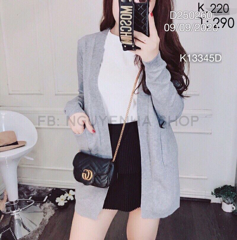 Áo khoác len nhung dán dài siêu phẩm
