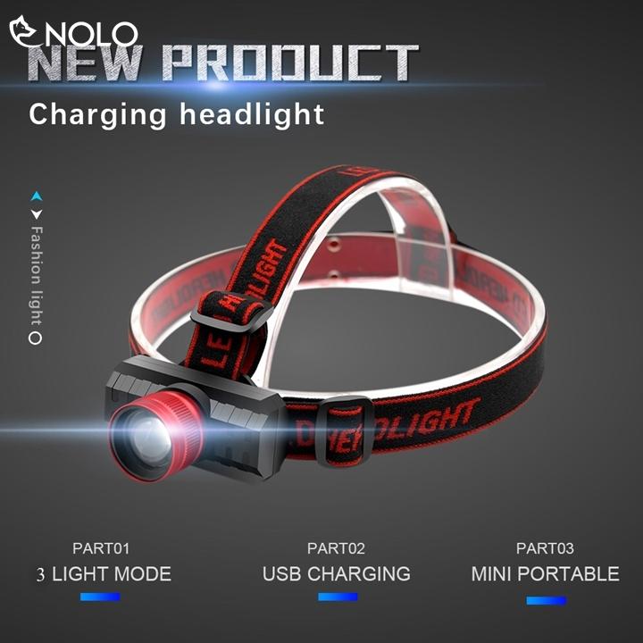 Đèn đội đầu zoom pin sạc siêu sáng model mt102 có 3 chế độ sáng chip led xpe