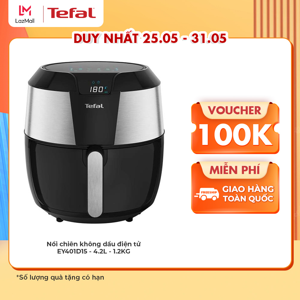 Nồi chiên không dầu điện tử vỏ thép XXL 5.6L Tefal EY701D15