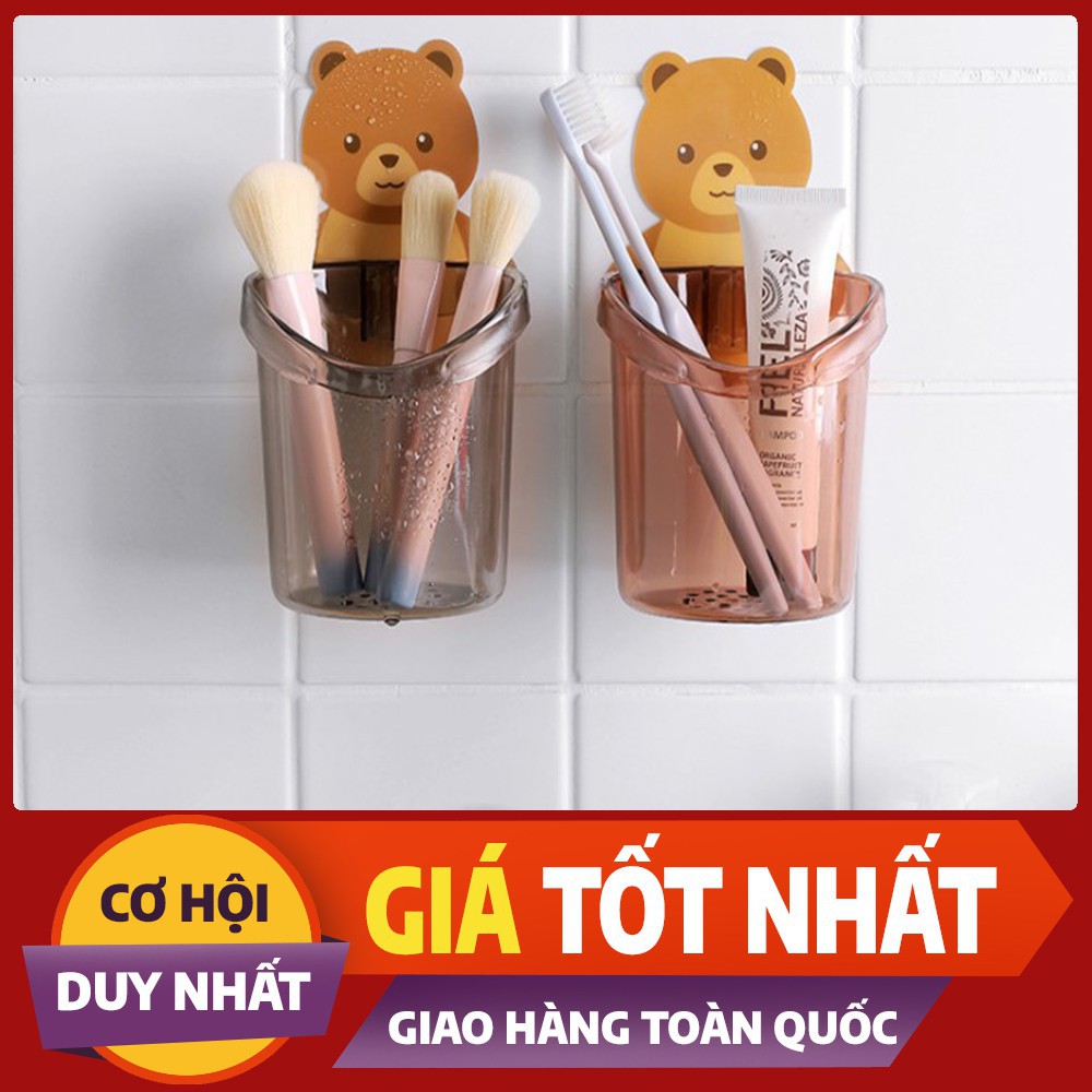 cốc đựng bàn chải kem đánh răng dán tường hình gấu - Ly Cốc Gấu Đựng Bàn Chải Đánh Răng Dán Tường - Giá Treo Cốc Đựng Vật Dụng Cá Nhân Dán Tường Nhà Tắm Nhà Vệ Sinh