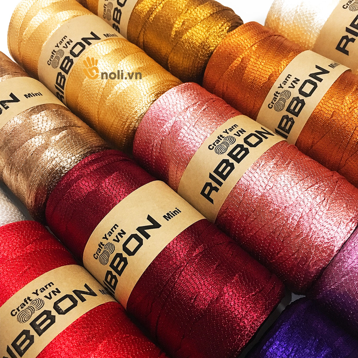 Sợi dệt ribbon trơn Craft yarn VN bóng đẹp, móc không đau tay, bền chắc móc túi xách, mũ nón, giày dép 140g xuất xứ Việt Nam