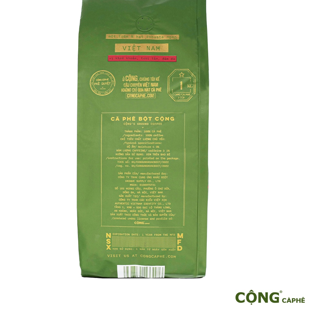 Cà Phê Bột Rang Xay Robusta Cộng Cà Phê 1Kg