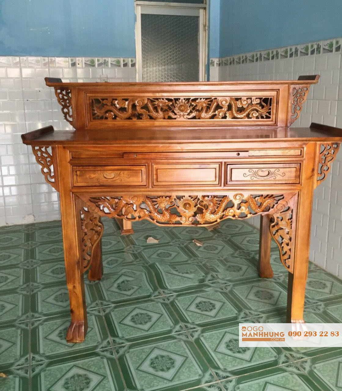 Bàn thờ gia tiên, bàn thờ phật, bàn thờ cúng, tủ thờ, bàn thờ tổ tiên , hàng loại 1, bàn thờ  2 tầng gỗ tràm nhiều kích thước, gỗ chắc nặng có chất dầu chống mối mọt