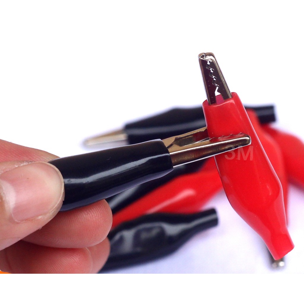 Bộ 10 Kẹp Cá Sấu Bền Chắc 3.5 CM (5 Đỏ- 5 Đen)