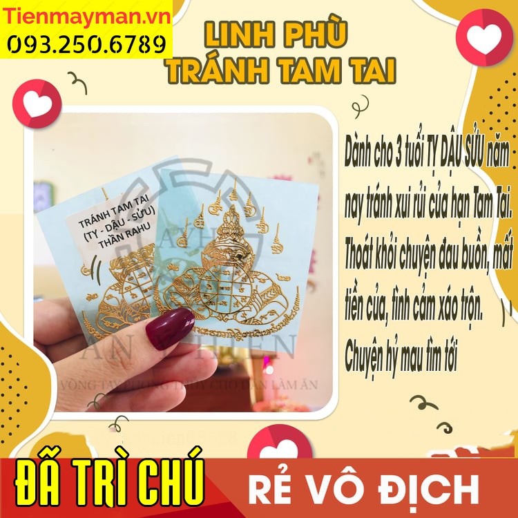 Miếng dán điện thoại phong thuỷ ý nghĩa, linh phù TRÁNH TAM TAI, tránh xui rủi, thoát khỏi chuyên đau buồn