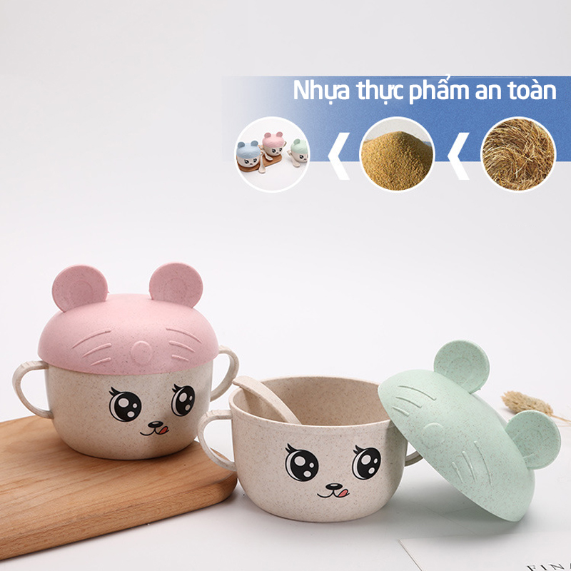 Bát lúa mạch ăn dặm cho bé Mickey kèm thìa